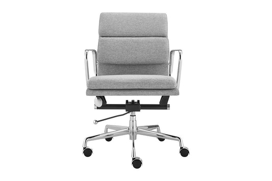 Matt Blatt Eames Premium Replica Low Back Soft Pad Office Chair (Fabric Grey / Chrome)