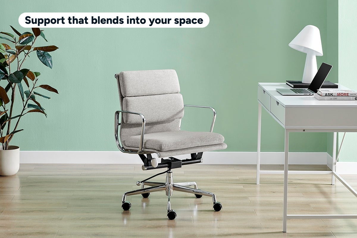 Matt Blatt Eames Replica Low Back Soft Pad Fabric Office Chair (Grey/Chrome)