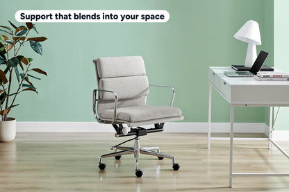 Matt Blatt Eames Replica Low Back Soft Pad Fabric Office Chair (Grey/Chrome)