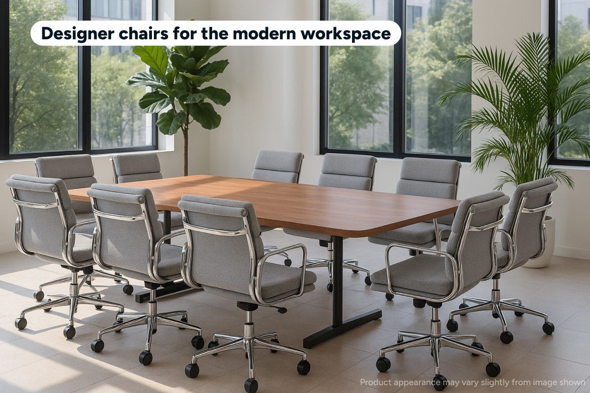 Matt Blatt Eames Replica Low Back Soft Pad Fabric Office Chair (Grey/Chrome)