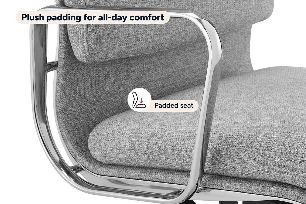 Matt Blatt Eames Replica Low Back Soft Pad Fabric Office Chair (Grey/Chrome)