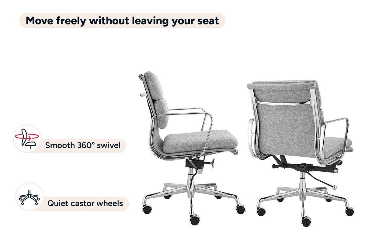Matt Blatt Eames Replica Low Back Soft Pad Fabric Office Chair (Grey/Chrome)