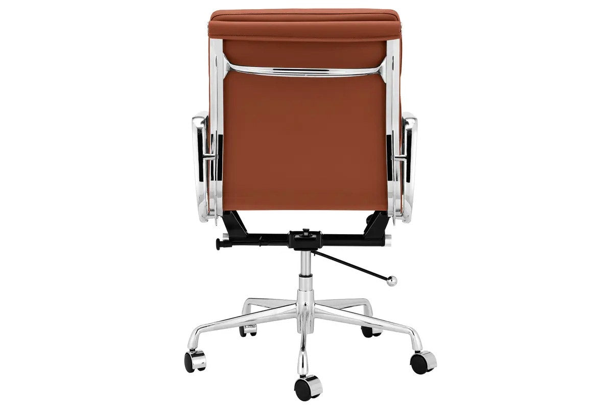 Matt Blatt Eames Group Standard Aluminium Padded Low Back Office Chair Replica - Tan Leather