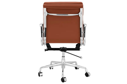 Matt Blatt Eames Group Standard Aluminium Padded Low Back Office Chair Replica - Tan Leather