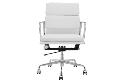 Matt Blatt Replica Eames Group Standard Aluminium Padded Low Back Office Chair  - Black Leather  White