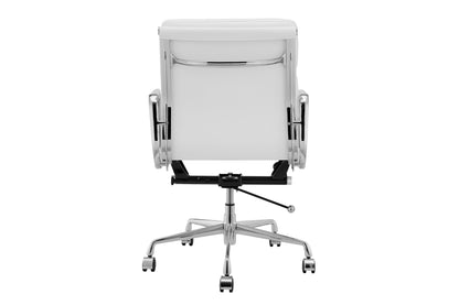 Matt Blatt Replica Eames Group Standard Aluminium Padded Low Back Office Chair  - Black Leather  White