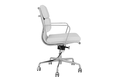 Matt Blatt Replica Eames Group Standard Aluminium Padded Low Back Office Chair  - Black Leather  White