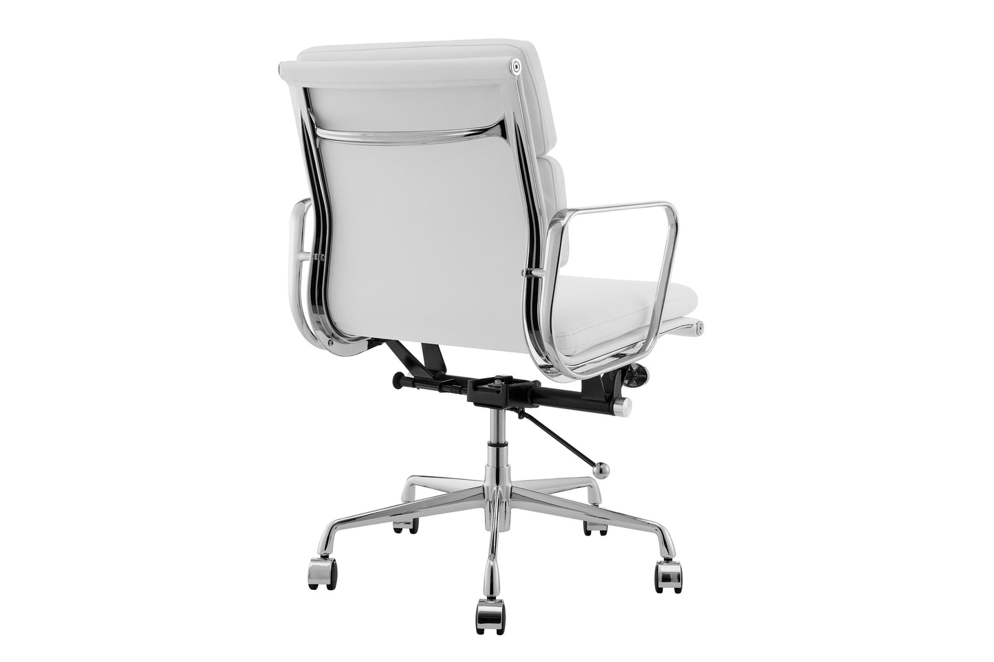 Matt Blatt Replica Eames Group Standard Aluminium Padded Low Back Office Chair  - Black Leather  White