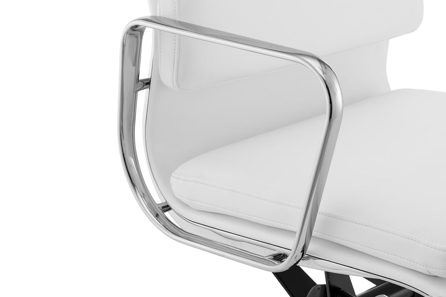 Matt Blatt Replica Eames Group Standard Aluminium Padded Low Back Office Chair  - Black Leather  White