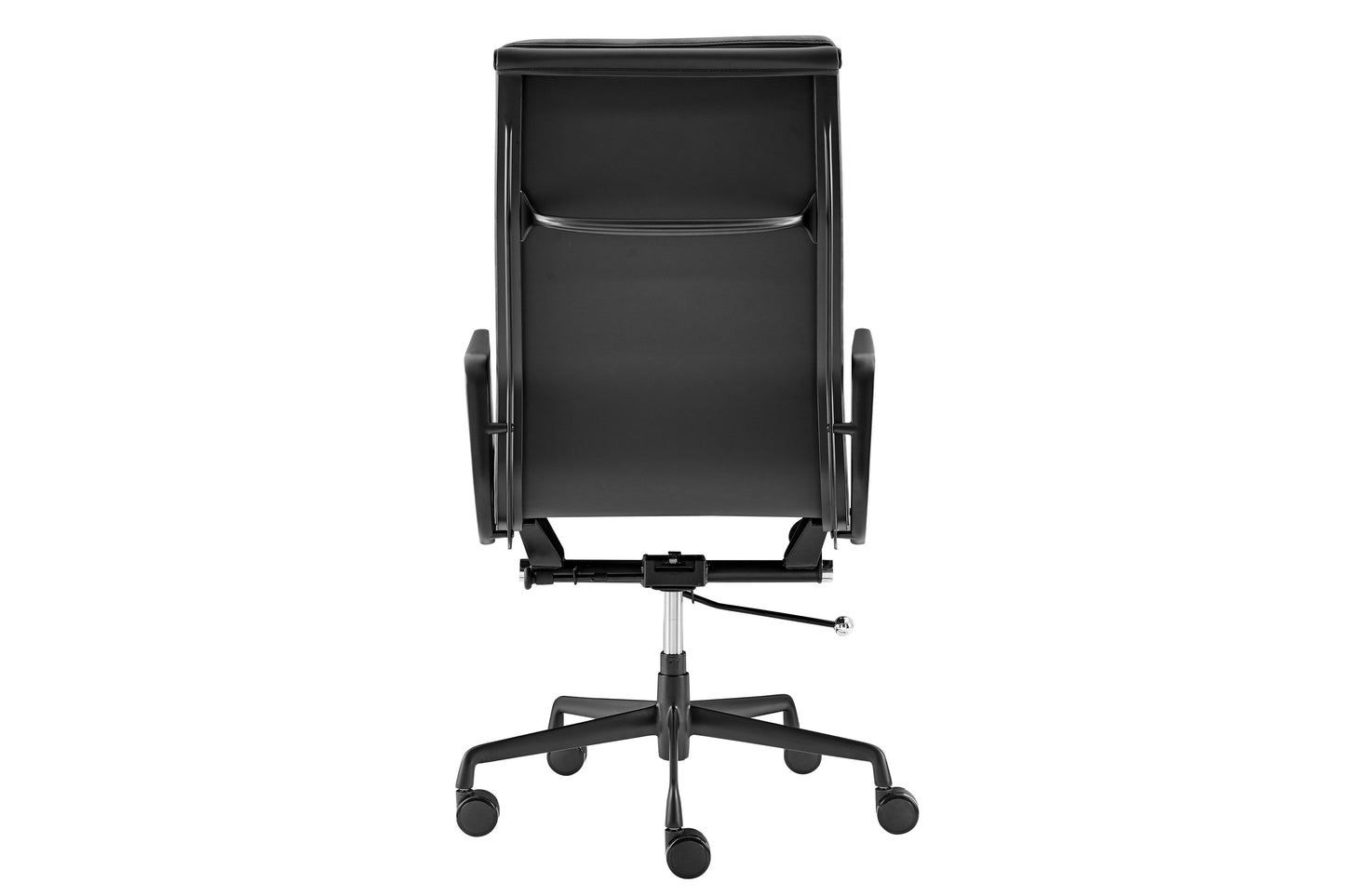 Matt Blatt Eames Group Standard Matte Black Aluminium Padded High Back Office Chair Replica  - Black Leather)