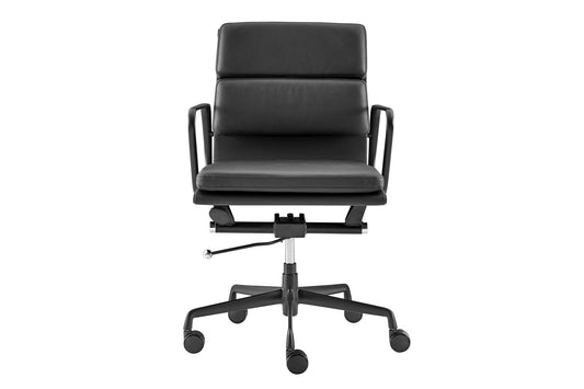 Matt Blatt Eames Replica Low Back Soft Pad Leather Office Chair (Black/Black) - Auzzistore