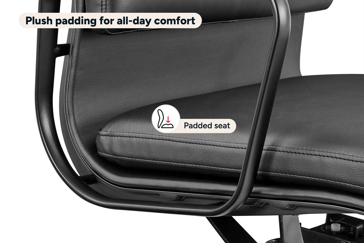 Matt Blatt Eames Replica Low Back Soft Pad Leather Office Chair (Black/Black)