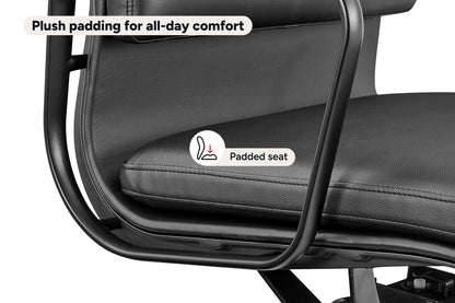 Matt Blatt Eames Replica Low Back Soft Pad Leather Office Chair (Black/Black)