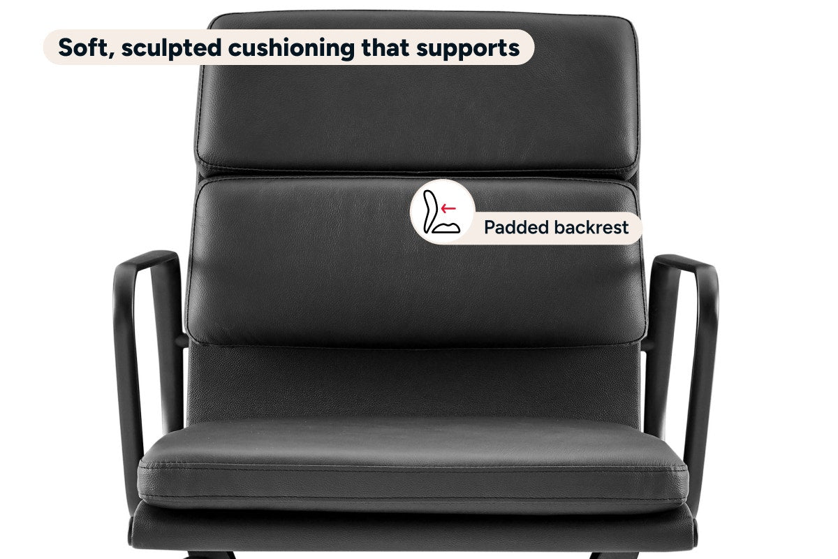 Matt Blatt Eames Replica Low Back Soft Pad Leather Office Chair (Black/Black)