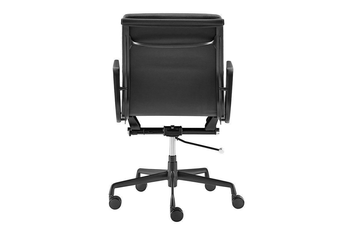 Matt Blatt Eames Replica Low Back Soft Pad Leather Office Chair (Black/Black)