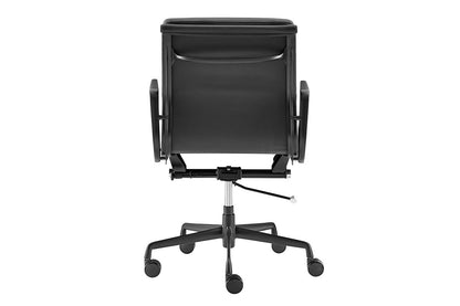 Matt Blatt Eames Replica Low Back Soft Pad Leather Office Chair (Black/Black)