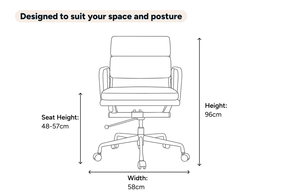Matt Blatt Eames Replica Low Back Soft Pad Leather Office Chair (Black/Black)