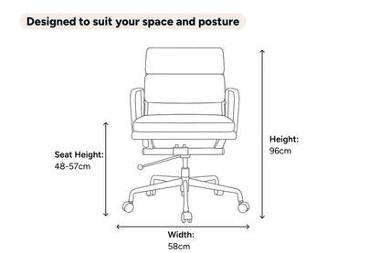 Matt Blatt Eames Replica Low Back Soft Pad Leather Office Chair (Black/Black)