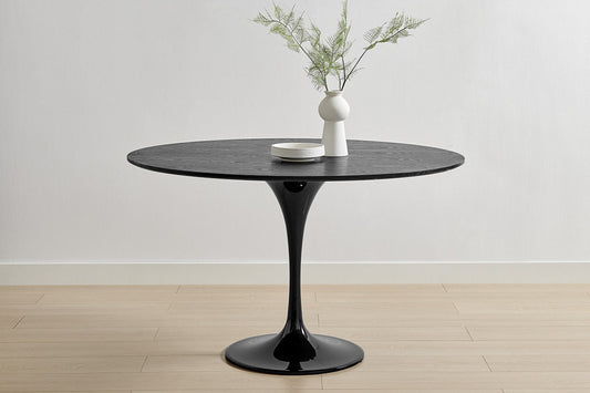 Matt Blatt Eero Saarinen Round Tulip Dining Table in Black Ash Veneer Replica (Black, 120cm) - Auzzistore