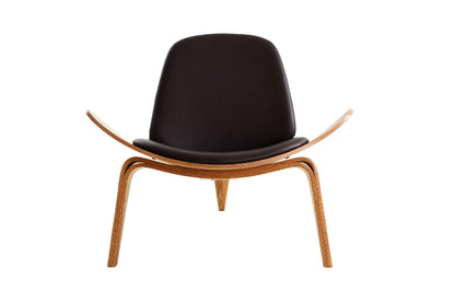 Matt Blatt Hans Wegner Shell Leather Chair Replica