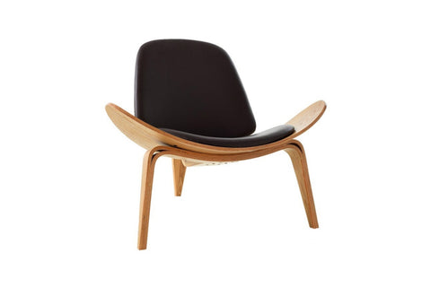 Matt Blatt Hans Wegner Shell Leather Chair Replica - Auzzistore