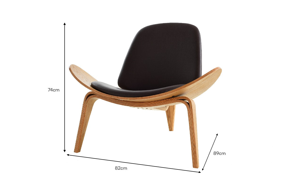 Matt Blatt Hans Wegner Shell Leather Chair Replica
