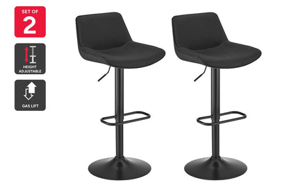 Matt Blatt Set of 2 Joey Height Adjustable Bar Stools (Black/Poppy Black)