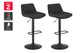 Matt Blatt Set of 2 Joey Height Adjustable Bar Stools (Black/Poppy Black)