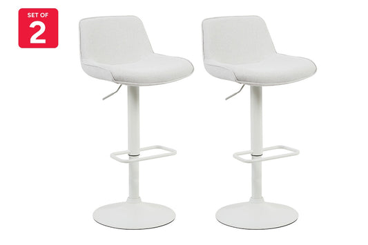 Set of 2 Matt Blatt Joey Height Adjustable Bar Stools (White/Beach Sand) - Auzzistore
