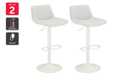 Matt Blatt Set of 2 Joey Height Adjustable Bar Stools (White/Beach Sand)