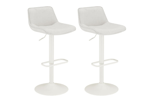 Matt Blatt Set of 2 Joey Height Adjustable Bar Stools (White/Beach Sand)