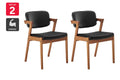 Set of 2 Matt Blatt Kai Replica Danish Dining Chairs - Black PU/Walnut