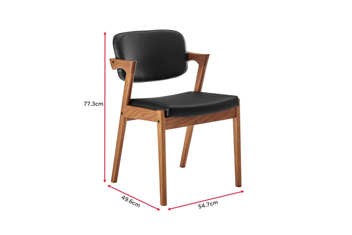 Set of 2 Matt Blatt Kai Replica Danish Dining Chairs (Black PU/Walnut)