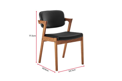 Set of 2 Matt Blatt Kai Replica Danish Dining Chairs (Black PU/Walnut)