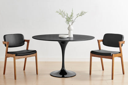 Set of 2 Matt Blatt Kai Replica Danish Dining Chairs (Black PU/Walnut)