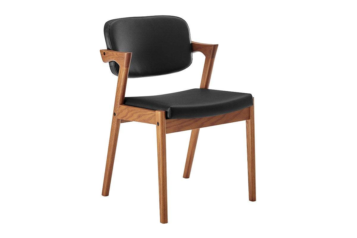 Set of 2 Matt Blatt Kai Replica Danish Dining Chairs (Black PU/Walnut)