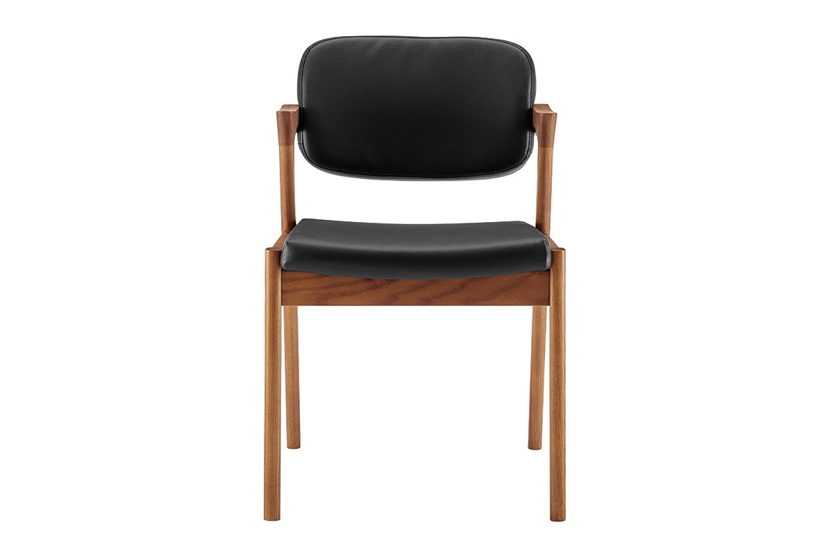 Set of 2 Matt Blatt Kai Replica Danish Dining Chairs (Black PU/Walnut)
