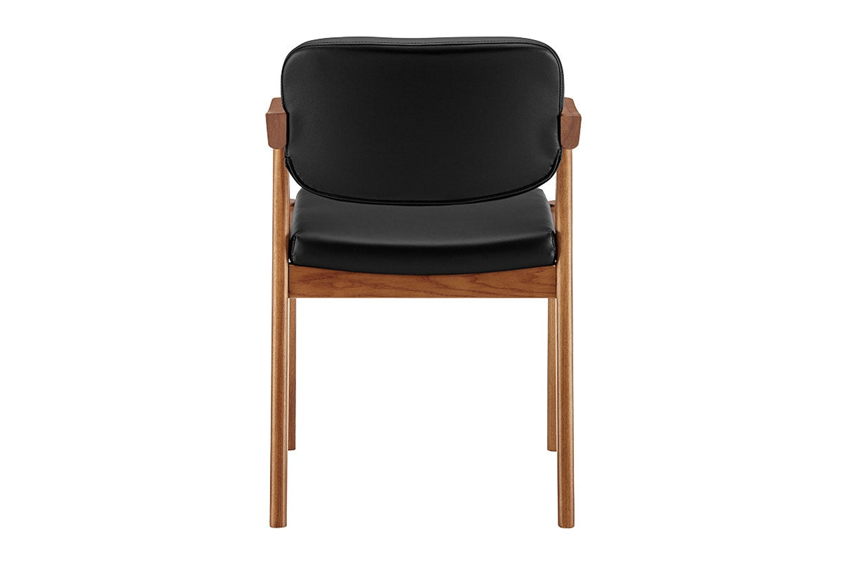 Set of 2 Matt Blatt Kai Replica Danish Dining Chairs (Black PU/Walnut)