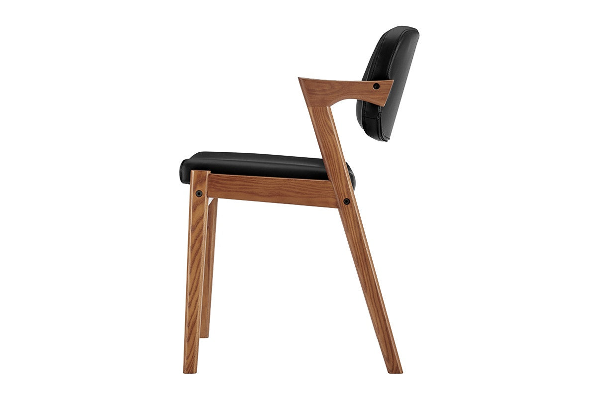 Set of 2 Matt Blatt Kai Replica Danish Dining Chairs (Black PU/Walnut)