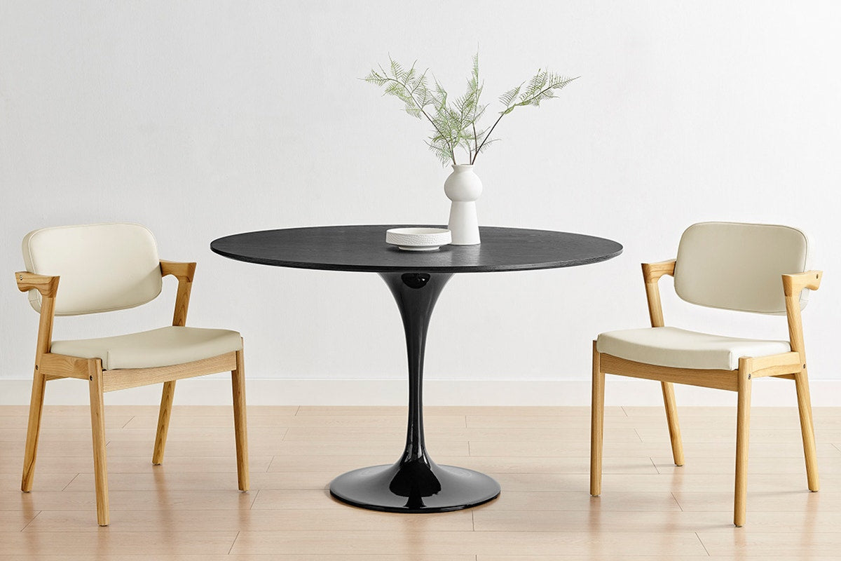 Set of 2 Matt Blatt Kai Replica Danish Dining Chairs (Cream PU/Ash)