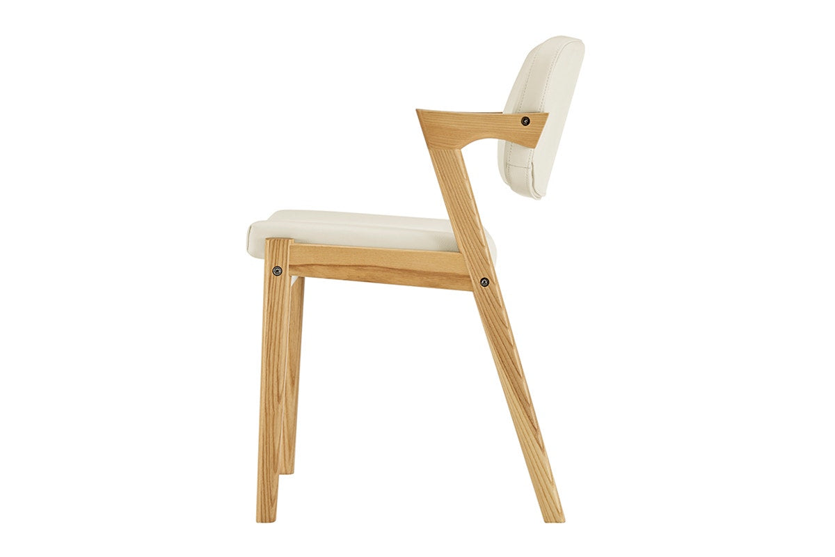 Set of 2 Matt Blatt Kai Replica Danish Dining Chairs (Cream PU/Ash)