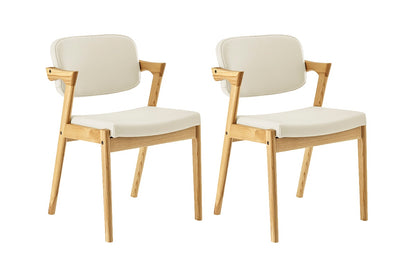 Set of 2 Matt Blatt Kai Replica Danish Dining Chairs (Cream PU/Ash)
