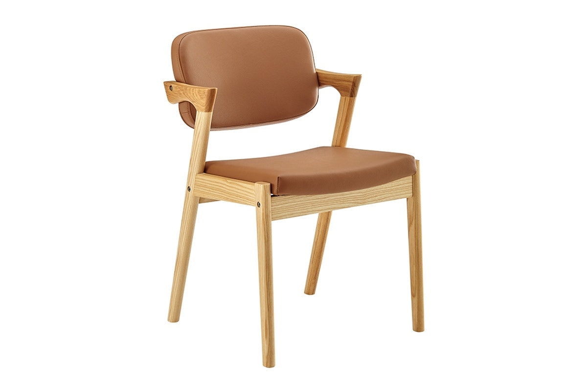 Set of 2 Matt Blatt Kai Replica Danish Dining Chairs (Tan PU/Ash)