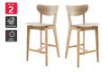 Matt Blatt Set of 2 Larsen Wooden Barstools - Natural