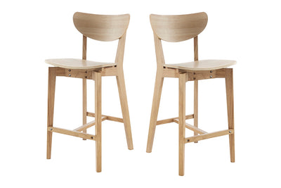 Matt Blatt Set of 2 Larsen Wooden Barstools - Natural