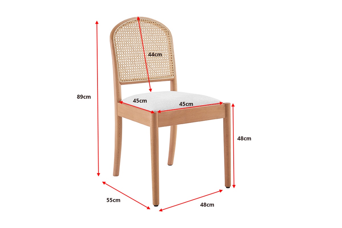 Set of 2 Matt Blatt Louie Rattan and Beech Wood Dining Chairs (White/Natural)