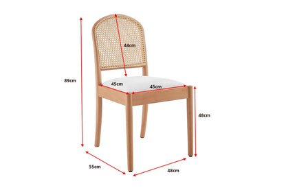 Set of 2 Matt Blatt Louie Rattan and Beech Wood Dining Chairs (White/Natural)