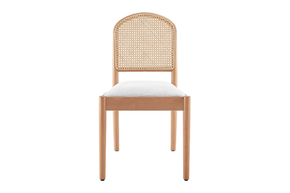 Set of 2 Matt Blatt Louie Rattan and Beech Wood Dining Chairs (White/Natural)