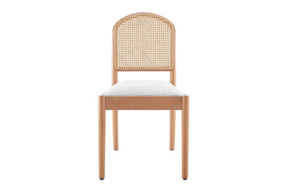 Set of 2 Matt Blatt Louie Rattan and Beech Wood Dining Chairs (White/Natural)