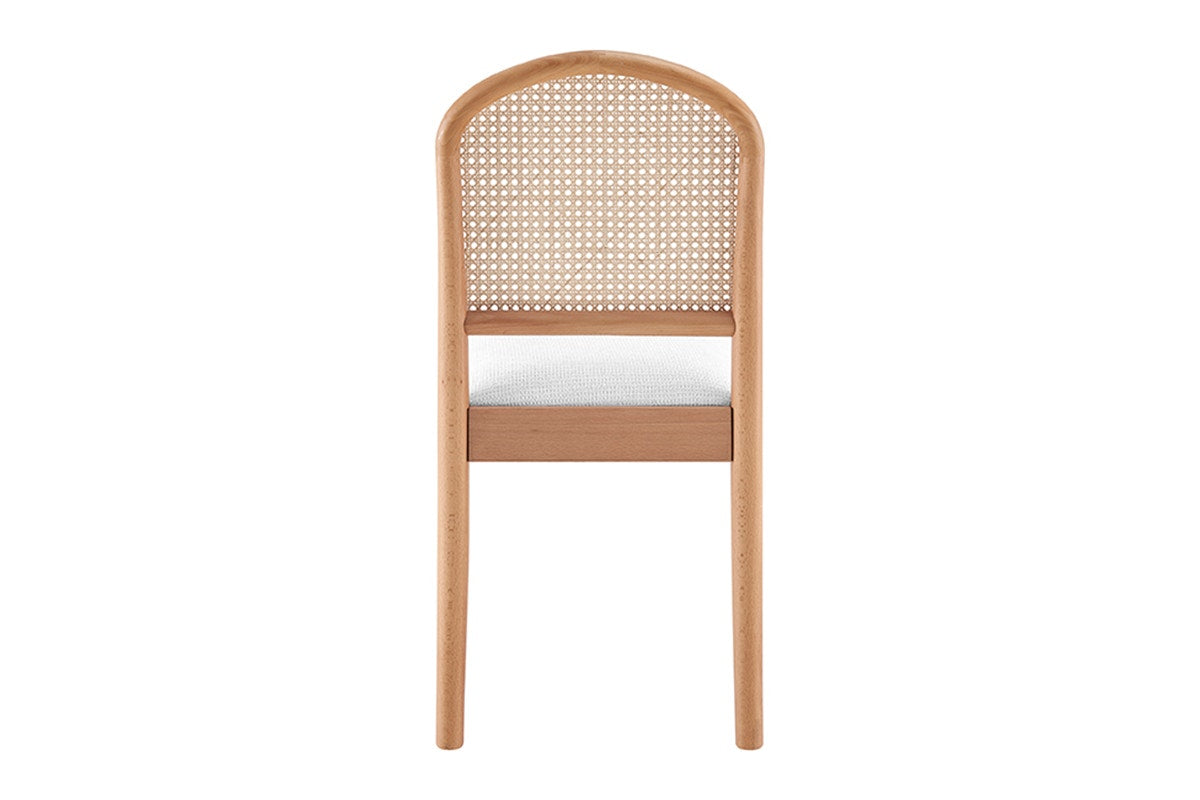 Set of 2 Matt Blatt Louie Rattan and Beech Wood Dining Chairs (White/Natural)